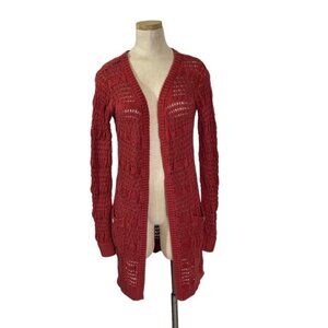 Matilda Jane knit cardigan orange red long open front M